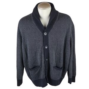 Daniel Hechter Paris Cotton Shawl Collar Grampa Cardigan Navy Size 2X Preppy
